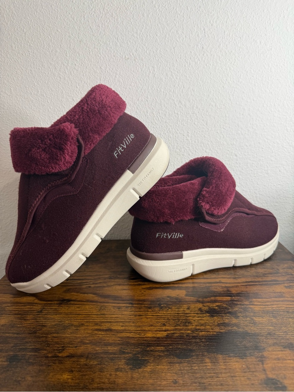 FitVille Women's EasyTop Burgundy Diabetic Winter Boots 10.5W
